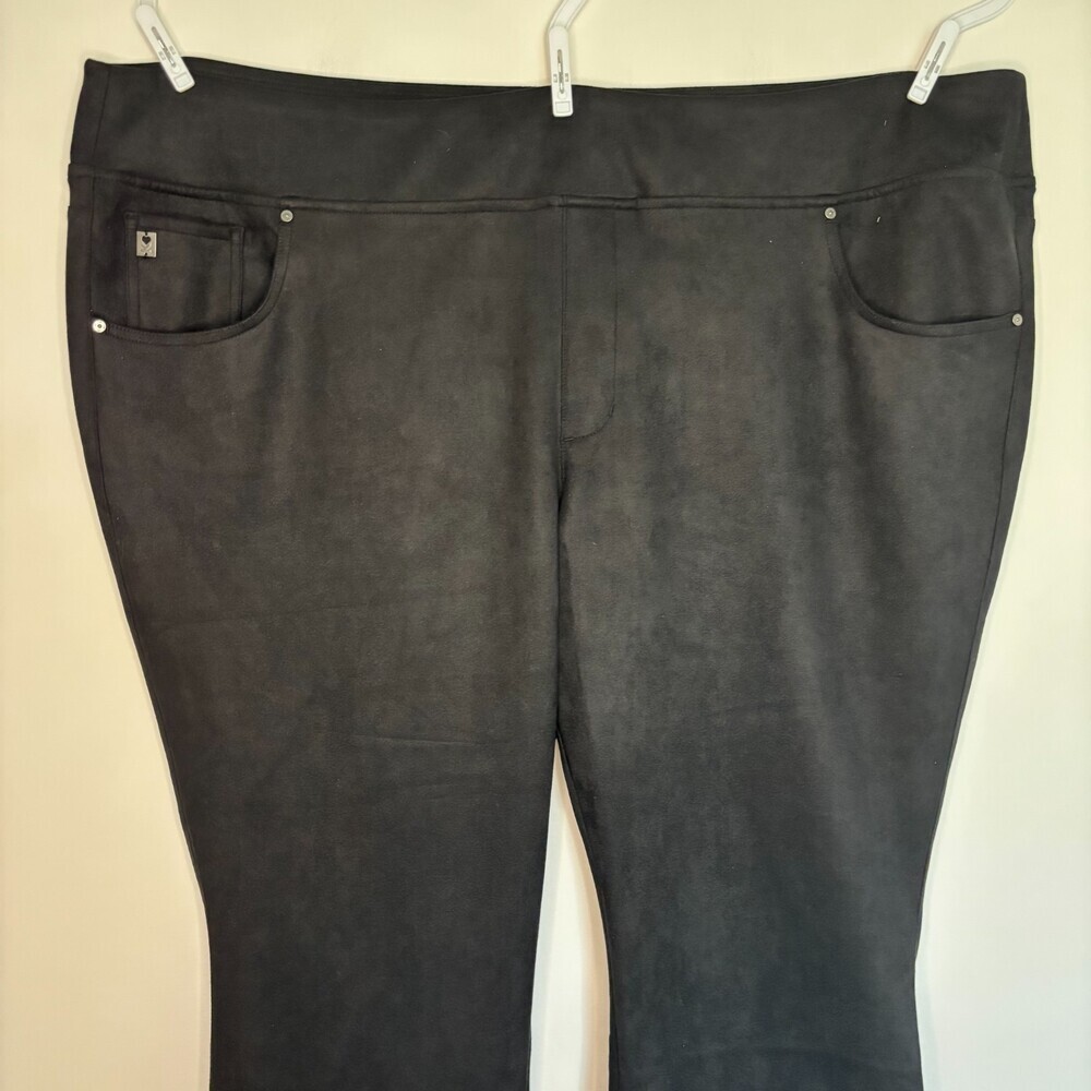 BELLE by Kim Gravel NEW Faux Suede Jeggings Womens 30W Black Stretch QVC